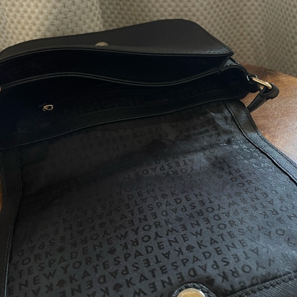 Black kate spade crossbody bag with rhinestone detail and bow - Picture 5 of 5